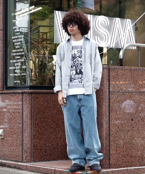 WISM（ウィズム）の「NAMELESSNESS / ネームレスネス Over Fit Shirt（シャツ/ブラウス・メンズ・ネイビー/ブルー系その他・2/3）」の9枚目の写真