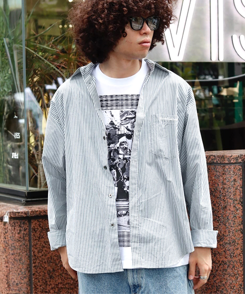 WISM（ウィズム）の「NAMELESSNESS / ネームレスネス Over Fit Shirt（シャツ/ブラウス・メンズ・ネイビー/ブルー系その他・2/3）」の10枚目の写真