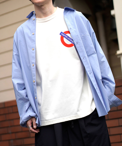 WISM（ウィズム）の「NAMELESSNESS / ネームレスネス Over Fit Shirt（シャツ/ブラウス・メンズ・ネイビー/ブルー系その他・2/3）」の14枚目の写真