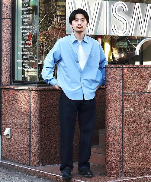 WISM（ウィズム）の「NAMELESSNESS / ネームレスネス Over Fit Shirt（シャツ/ブラウス・メンズ・ネイビー/ブルー系その他・2/3）」の18枚目の写真