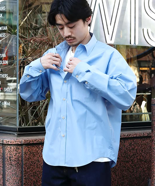 WISM（ウィズム）の「NAMELESSNESS / ネームレスネス Over Fit Shirt（シャツ/ブラウス・メンズ・ネイビー/ブルー系その他・2/3）」の19枚目の写真