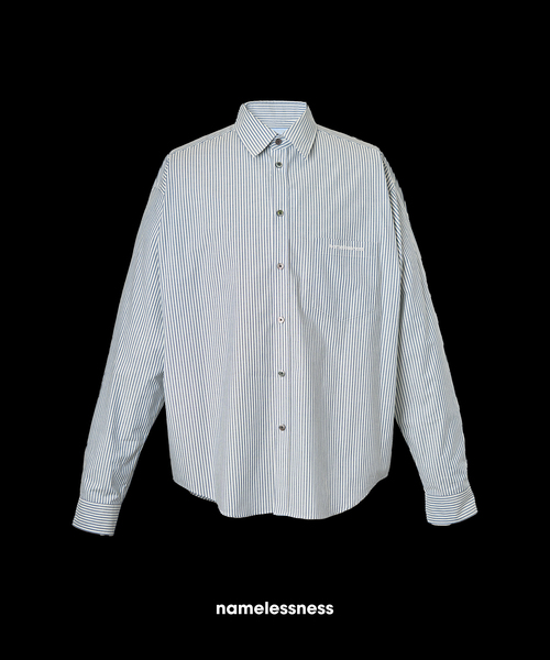 WISM（ウィズム）の「NAMELESSNESS / ネームレスネス Over Fit Shirt（シャツ/ブラウス・メンズ・ネイビー/ブルー系その他・2/3）」の21枚目の写真