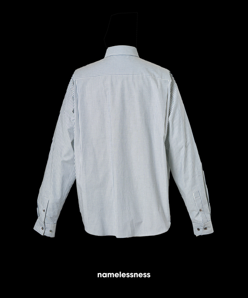 WISM（ウィズム）の「NAMELESSNESS / ネームレスネス Over Fit Shirt（シャツ/ブラウス・メンズ・ネイビー/ブルー系その他・2/3）」の22枚目の写真