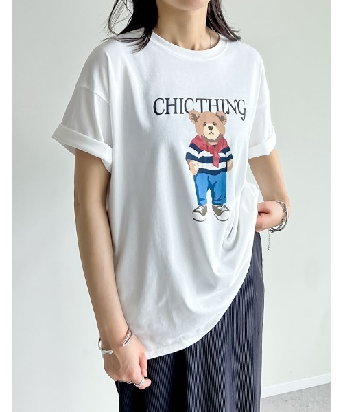 tシャツ ELMIRAGEベアフーディートップス レディース ベアプリントTEE|ems excite | RETRO GIRL ONLINE STORE レトロ