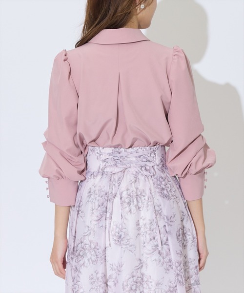 SWINGLE（スウィングル）の「バルーンスリーブバイカラーボウタイブラウス（シャツ/ブラウス・レディース・ライトベージュ/ピンク/ネイビー・FREE）」の12枚目の写真