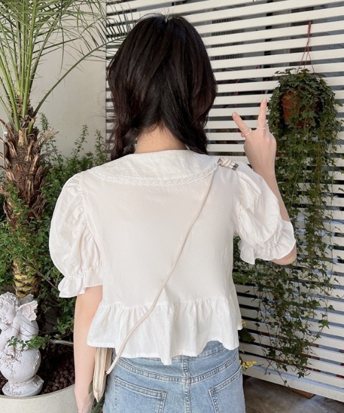 Mejoul（メジュール）の「フリルカラー丸襟パールボタンペプラムブラウス（シャツ/ブラウス・レディース・ホワイト・L/M）」の7枚目の写真