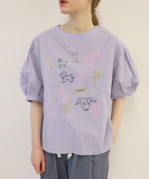 haupia(ハウピア)の「happy you【ブラウス】(シャツ/ブラウス・レディース・ストライプ/ネイビー/オフホワイト・MEDIUM)」の1枚目の写真