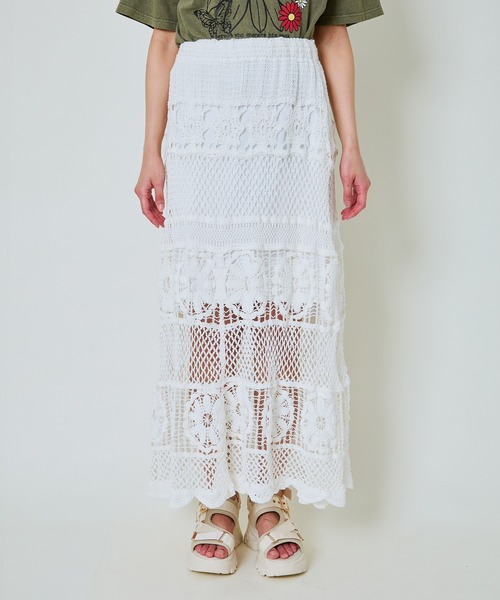 GORGE(ゴージ)の「《透かし編みロング》かぎ針レーススカート/リゾート&フェミニン(スカート・レディース・ブラック/オフホワイト・F)」の16枚目の写真