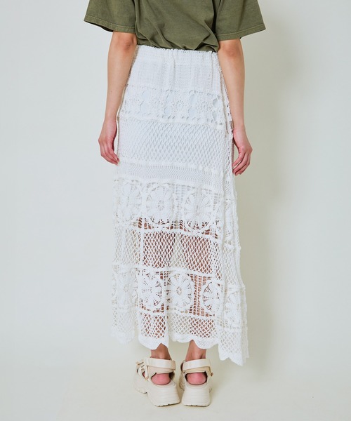 GORGE(ゴージ)の「《透かし編みロング》かぎ針レーススカート/リゾート&フェミニン(スカート・レディース・ブラック/オフホワイト・F)」の18枚目の写真