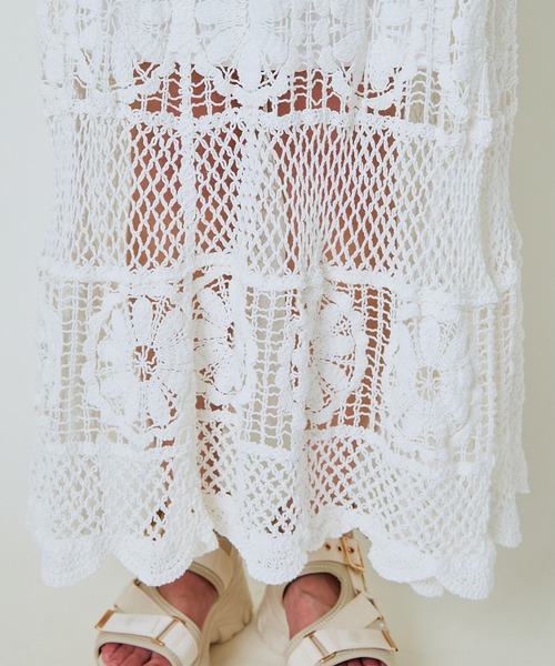 GORGE(ゴージ)の「《透かし編みロング》かぎ針レーススカート/リゾート&フェミニン(スカート・レディース・ブラック/オフホワイト・F)」の19枚目の写真