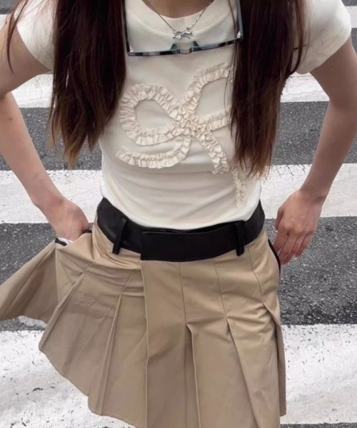 DIAVEL（ディアベル）の「リボンミニTシャツ（Tシャツ/カットソー・レディース・ホワイト/グレー/アイボリー/グレー系その他/グレー系その他2・M）」の21枚目の写真