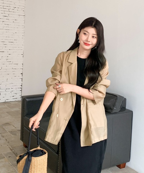 by LEGNA（バイレグナ）の「テーラード オーバーサイズ シアージャケット（テーラードジャケット・レディース・グレイッシュベージュ/ブラック/モカ/ネイビー系/ブラウン系/ライトグレー系/ブラック系・FREE/LARGE/MEDIUM）」の18枚目の写真