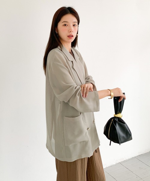 最終価格！軽く暖かいベージュオーバーサイズ モヘアウールジャケット フリーサイズ セール】【冷房・ 紫外線対策】テーラード オーバーサイズ