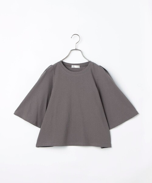 fredy couleur（フレディクルール）の「5分袖フレア麻調カットT（Tシャツ/カットソー・レディース・オフホワイト/ベビーピンク/グレイッシュベージュ/チャコールグレー・38）」の3枚目の写真