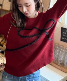 ANDRELUCIANO 馬刺繍 赤ニットセーター ANDRELUCIANO 馬刺繍 赤ニットセーター