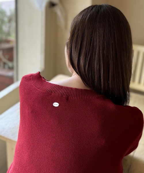 mily bilet(ミウィビレット)の「【mily bilet】ゆるっと可愛げ、ふわっと存在感。リボンフェザーコード刺繍ニット(長袖)(ニット/セーター・レディース・グレー/アイボリー系/チャコールグレー/ベージュ×ブラック/レッド・X-LARGE/SMALL/MEDIUM/LARGE)」の22枚目の写真