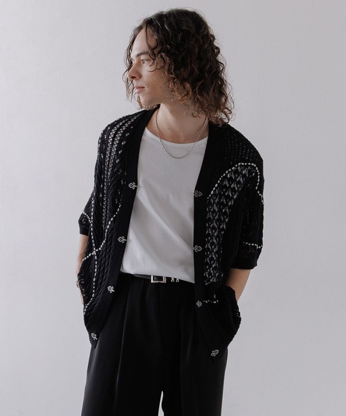 HARE｜ランダムステッチスカシアミカーディガン | Rakuten