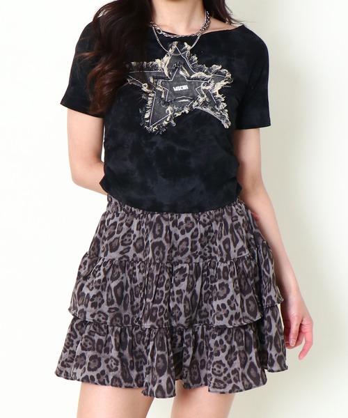 GORGE(ゴージ)の「《デニム星ワッペン×ムラ染め》リメイク風Tシャツ/こなれストリート(Tシャツ/カットソー・レディース・オフホワイト/ベージュ/ブラック/ブラウン・F)」の20枚目の写真