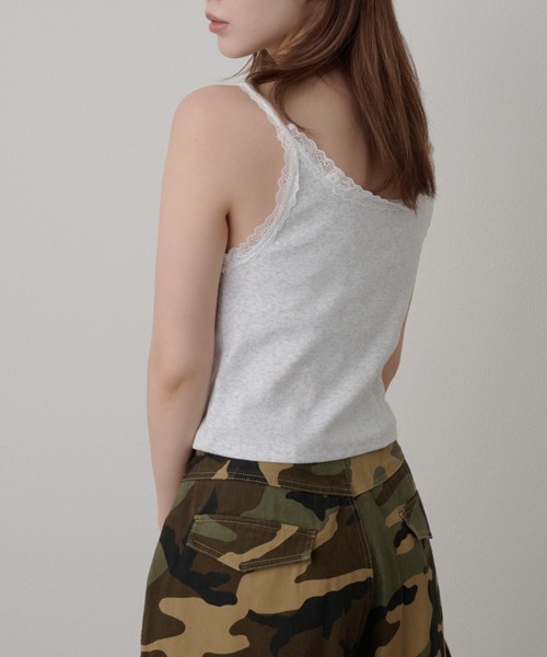 RAY CASSIN（レイカズン）の「【カップ付き】レース付ヘンリーキャミ（キャミソール・レディース・ホワイト/ホワイト系その他/ネイビー/ブルー・FREE）」の10枚目の写真