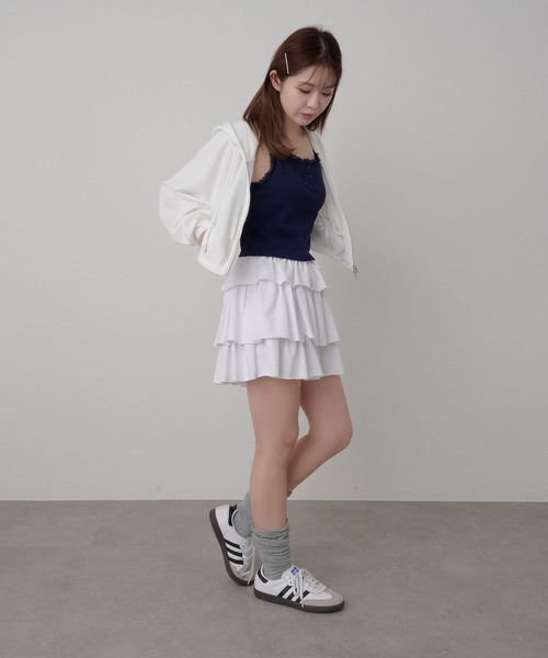 RAY CASSIN（レイカズン）の「【カップ付き】レース付ヘンリーキャミ（キャミソール・レディース・ホワイト/ホワイト系その他/ネイビー/ブルー・FREE）」の22枚目の写真