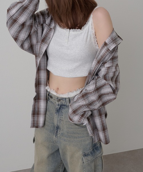 RAY CASSIN（レイカズン）の「【カップ付き】レース付ヘンリーキャミ（キャミソール・レディース・ホワイト/ホワイト系その他/ネイビー/ブルー・FREE）」の17枚目の写真