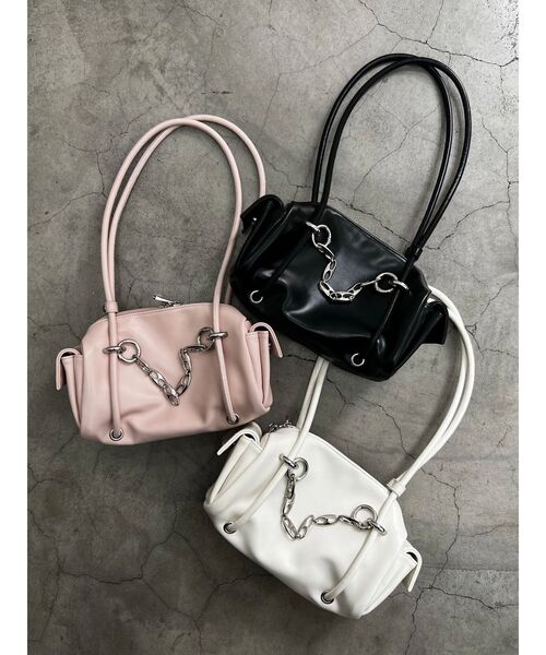 EMODA（エモダ）の「ロングハンドルチェーンバッグ（ハンドバッグ・レディース・アイボリー/ブラック/ピンク・FREE）」の5枚目の写真