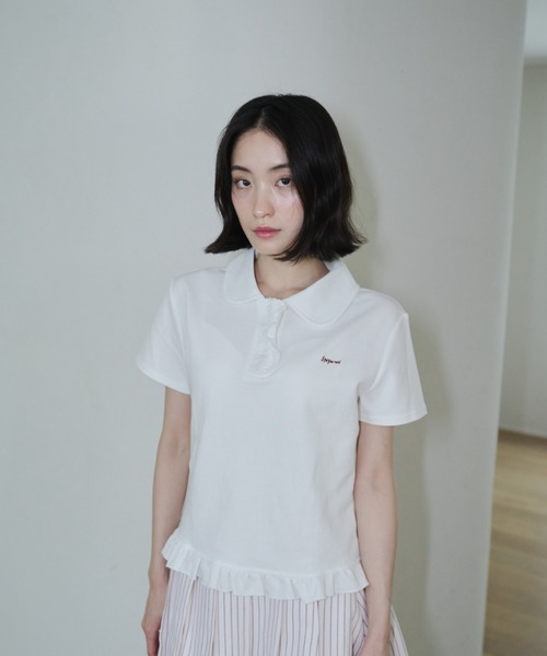 smyeon Frill polo shirt フリルポロTシャツ ホワイト Frill polo shirt/フリルポロTシャツ(Tシャツ/カットソー