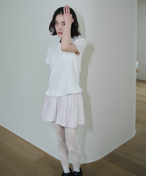 Smyeon(スミョン)の「Frill polo shirt/フリルポロTシャツ(Tシャツ/カットソー・レディース・グレー/ホワイト・FREE)」の21枚目の写真