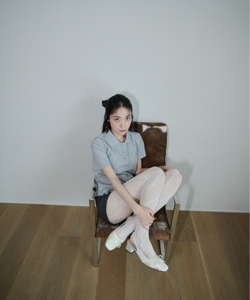 smyeon Frill polo shirt フリルポロTシャツ ホワイト Frill polo shirt/フリルポロTシャツ（Tシャツ/カットソー