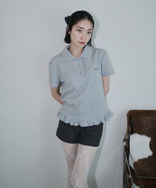 smyeon Frill polo shirt フリルポロTシャツ ホワイト Frill polo shirt/フリルポロTシャツ（Tシャツ/カットソー