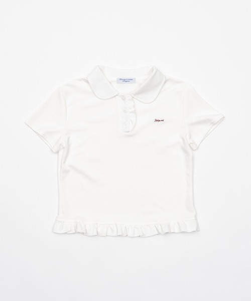 smyeon Frill polo shirt フリルポロTシャツ ホワイト Frill polo shirt/フリルポロTシャツ(Tシャツ/カットソー
