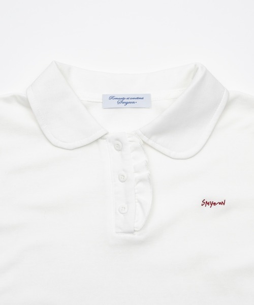 smyeon Frill polo shirt フリルポロTシャツ ホワイト Frill polo shirt/フリルポロTシャツ（Tシャツ/カットソー