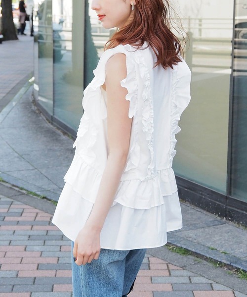 TIERED TOP ティアードトップス セール】ティアード切り替えフリルカットソー（Tシャツ