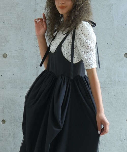 DONOBAN(ドノバン)の「パフショルダーレーストップス(Tシャツ/カットソー・レディース・ブラック/ホワイト・ONE)」の16枚目の写真