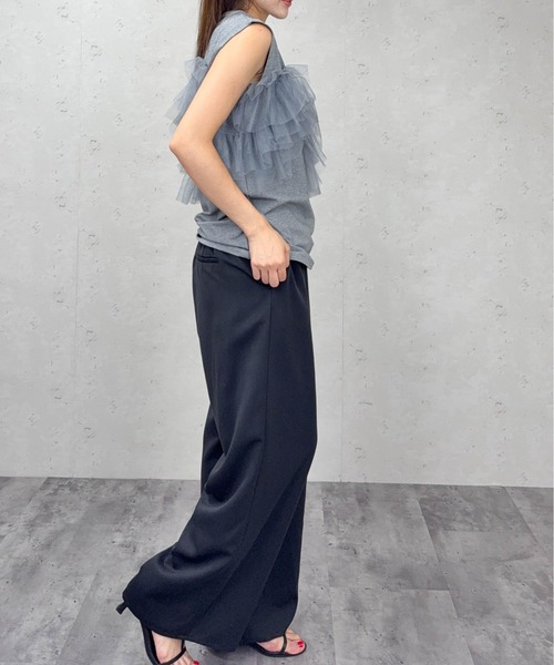 Per sist ence(パーシエンス)の「チュールフリルドッキングタンクトップ/ノースリーブ(Tシャツ/カットソー・レディース・オフホワイト/グレー/ブラック・ONE SIZE)」の11枚目の写真