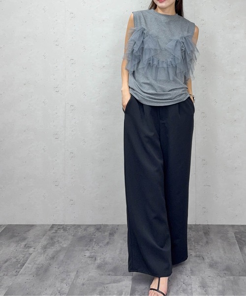 Per sist ence(パーシエンス)の「チュールフリルドッキングタンクトップ/ノースリーブ(Tシャツ/カットソー・レディース・オフホワイト/グレー/ブラック・ONE SIZE)」の22枚目の写真