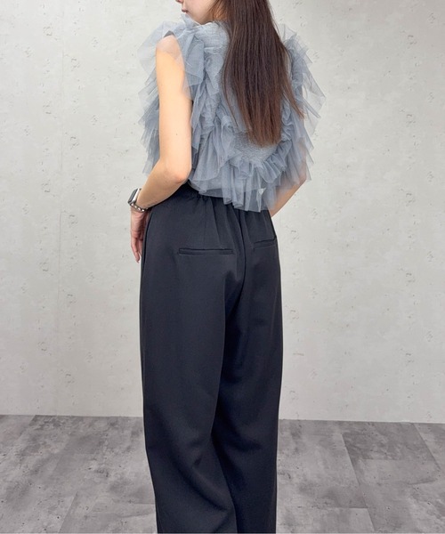 Per sist ence(パーシエンス)の「チュールフリルドッキングタンクトップ/ノースリーブ(Tシャツ/カットソー・レディース・オフホワイト/グレー/ブラック・ONE SIZE)」の18枚目の写真
