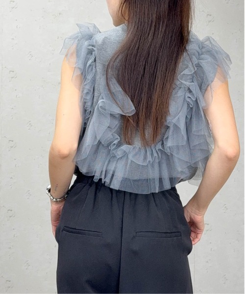 Per sist ence(パーシエンス)の「チュールフリルドッキングタンクトップ/ノースリーブ(Tシャツ/カットソー・レディース・オフホワイト/グレー/ブラック・ONE SIZE)」の17枚目の写真