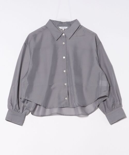 m.f.editorial（エムエフエディトリアル）の「【ウォッシャブル】m.f.エディトリアル レディース ショート シアー長袖シャツ（シャツ/ブラウス・レディース・グレー系その他2/ブラック/ブルー・MEDIUM/LARGE）」の5枚目の写真