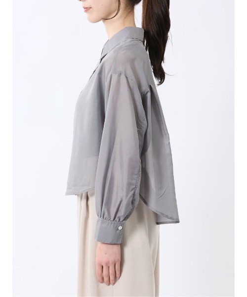m.f.editorial（エムエフエディトリアル）の「【ウォッシャブル】m.f.エディトリアル レディース ショート シアー長袖シャツ（シャツ/ブラウス・レディース・グレー系その他2/ブラック/ブルー・MEDIUM/LARGE）」の7枚目の写真