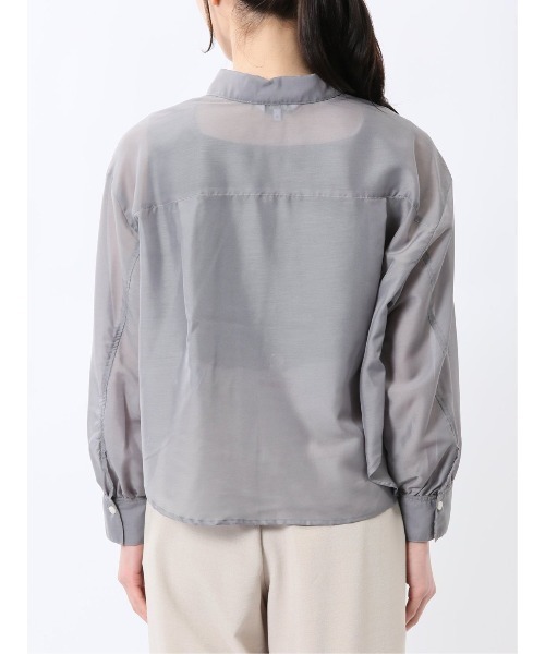 m.f.editorial（エムエフエディトリアル）の「【ウォッシャブル】m.f.エディトリアル レディース ショート シアー長袖シャツ（シャツ/ブラウス・レディース・グレー系その他2/ブラック/ブルー・MEDIUM/LARGE）」の8枚目の写真