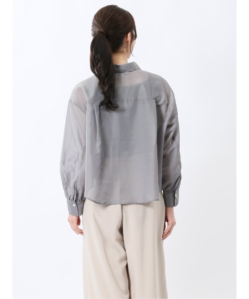 m.f.editorial（エムエフエディトリアル）の「【ウォッシャブル】m.f.エディトリアル レディース ショート シアー長袖シャツ（シャツ/ブラウス・レディース・グレー系その他2/ブラック/ブルー・MEDIUM/LARGE）」の12枚目の写真