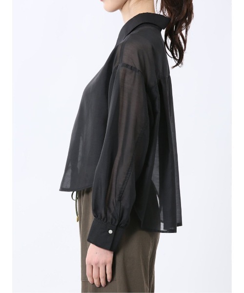 m.f.editorial（エムエフエディトリアル）の「【ウォッシャブル】m.f.エディトリアル レディース ショート シアー長袖シャツ（シャツ/ブラウス・レディース・グレー系その他2/ブラック/ブルー・MEDIUM/LARGE）」の17枚目の写真