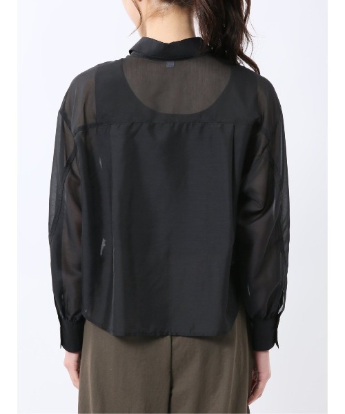 m.f.editorial（エムエフエディトリアル）の「【ウォッシャブル】m.f.エディトリアル レディース ショート シアー長袖シャツ（シャツ/ブラウス・レディース・グレー系その他2/ブラック/ブルー・MEDIUM/LARGE）」の18枚目の写真