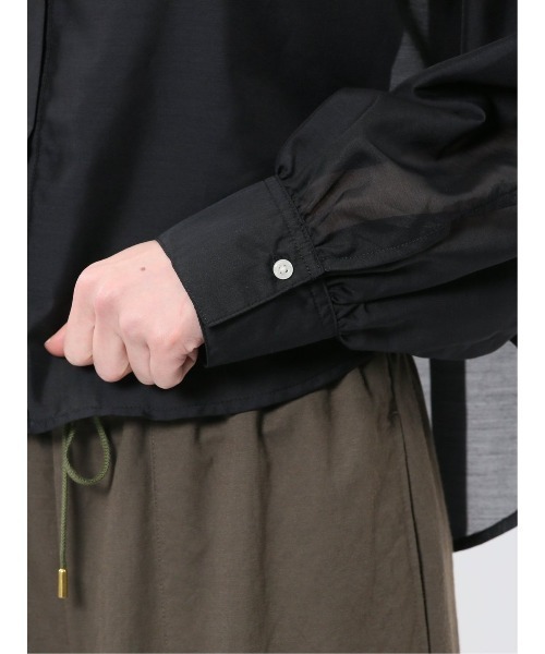 m.f.editorial（エムエフエディトリアル）の「【ウォッシャブル】m.f.エディトリアル レディース ショート シアー長袖シャツ（シャツ/ブラウス・レディース・グレー系その他2/ブラック/ブルー・MEDIUM/LARGE）」の20枚目の写真