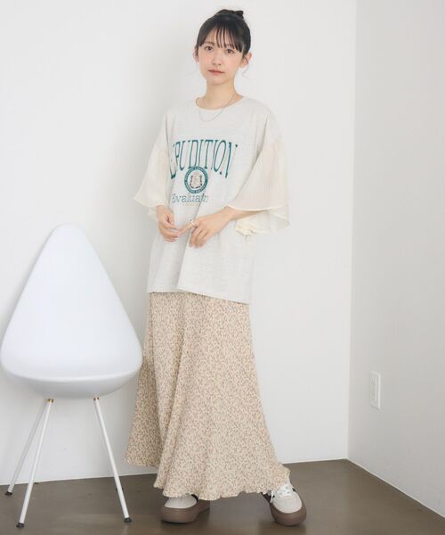 RETRO GIRL（レトロガール）の「袖切替BIGTEE（Tシャツ/カットソー・レディース・ホワイト系その他/ライトグレー/オフホワイト・FREE）」の4枚目の写真