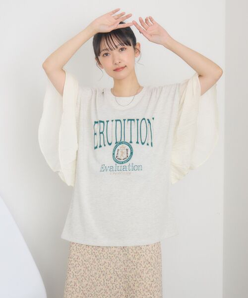 RETRO GIRL（レトロガール）の「袖切替BIGTEE（Tシャツ/カットソー・レディース・ホワイト系その他/ライトグレー/オフホワイト・FREE）」の8枚目の写真