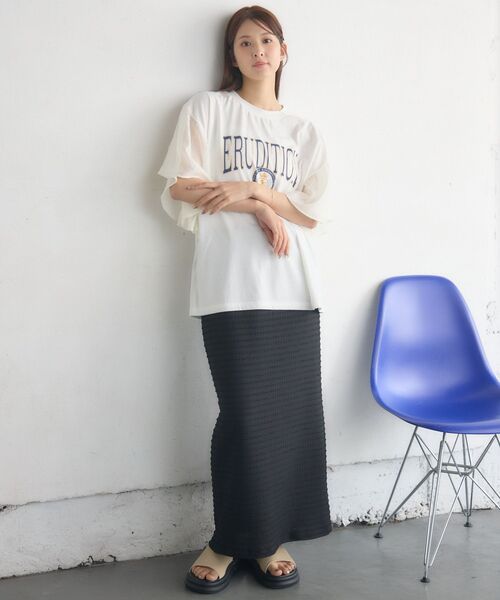 RETRO GIRL（レトロガール）の「袖切替BIGTEE（Tシャツ/カットソー・レディース・ホワイト系その他/ライトグレー/オフホワイト・FREE）」の13枚目の写真