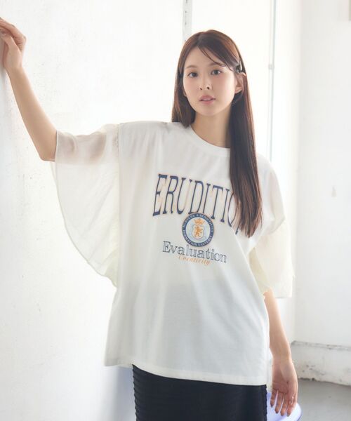 RETRO GIRL（レトロガール）の「袖切替BIGTEE（Tシャツ/カットソー・レディース・ホワイト系その他/ライトグレー/オフホワイト・FREE）」の18枚目の写真