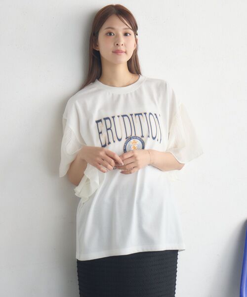 RETRO GIRL（レトロガール）の「袖切替BIGTEE（Tシャツ/カットソー・レディース・ホワイト系その他/ライトグレー/オフホワイト・FREE）」の19枚目の写真
